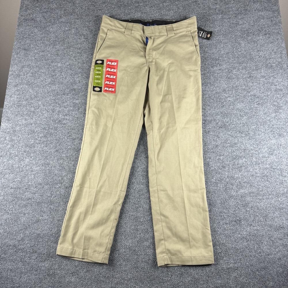 NWT Dickies Pants Men 32x30 Beige‎ Khaki Flex Straight Leg Workwear Mechanic